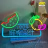 Letrero Publicitario de Luz de Neón LED Puesto del Mercado Nocturno Letrero de Luz Barbacoa Olla Caliente Luz Decorativa Pared de Fondo Caracteres Luminosos Otros