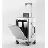 Maleta de Aleación de Aluminio y Magnesio con Ruedas Universales, Maleta de Viaje con Marco de Aluminio para Mujer, Maleta de Viaje de 20 pulgadas con Apertura Frontal y Ángulos Rectos, 24 pulgadas Dropshipping