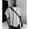 Moletom com Capuz Pesado Falso Duas Peças Decote V para Homens, Marca Tendência Outono, Blusa Jaqueta Estilosa Solta Patchwork