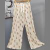 Pantalones de Pijama de Algodón Finos de Verano para Mujer con Estampado de Dibujos Animados, Pantalones de Pierna Ancha para Mujeres Embarazadas, Tallas Grandes, Adecuados para Usar Afuera, Pantalones Largos de Algodón, Exportación