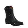 Botas de Mujer Otoño 2026 Botas Cortas Europeas Occidentales Simples Estrellas Huecas Color Sólido Punta Cuadrada Tacón Cuadrado Botas de Moda Botines