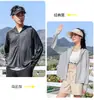 Ropa de Protección Solar de Hilo Original para Mujer 2025 Nuevo Sombrero de Pegamento Negro Ropa de Protección Solar Equitación Protección UV Sensación de Hielo Transpirable Ropa para la Piel