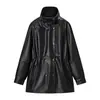 Estilo Europeo y Americano Transfronterizo Aliexpress 2025 Otoño Exportación Ropa de Mujer Zr Nuevo Negro Cortavientos de Longitud Media