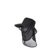 Chapéu de Pescador para Proteção Solar ao Ar Livre com Máscara Facial e Xale Removíveis, Chapéu de Sol de Aba Larga, Respirável, Proteção UV, Unissex