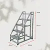 Escada de Degraus Espessada para Armazém, Casa e Uso Industrial, com Corrimãos, Três ou Quatro Degraus, com Rodas, Escada de Escalada Móvel