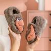 Chinelos de algodão infantis com salto, fofos, com veludo extra, espessados, quentes, antiderrapantes, sapatos internos para casa de outono e inverno para meninos e meninas