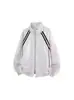 Chaqueta retro americana de dos capas en color negro para hombres y mujeres, sudadera de estilo universitario juvenil para primavera, chaqueta deportiva resistente con cuello alto