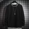 Suéter Waffley para Hombre Primavera y Otoño Camiseta de Manga Larga Diseño de Peso Pesado Sentido del Diseño Camiseta Falsa de Dos Piezas Marca de Moda Camisa Básica Holgada