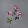 Rosa Artificial Atacado Transfronteiriço Amazon Única 3 Cabeças Rosa Paris Artificial Flor Artificial Salão de Casamento Parede de Flores DIY