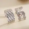 Pulsera Abierta de Doble Capa con Textura de Ola de Hoja de Ginkgo Transfronteriza Europea y Americana, Pulsera Metálica Personalizada, Accesorio de Mano con Diseño de Moda