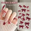 Acessórios para Nail Art Laço de Fita Vermelho Hollow-Out Ankora Mini Resina Vinho Tinto 3D Decorações de Unha Usáveis