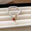 Pulsera de Perla con Gota de Aceite de Pitahaya Chapada en Oro Real Caricatura Linda Moda Simple Pulsera Nicho Joyería de Alta Gama