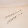 Brincos de Argola com Pingente de Pérola e Strass Coreano em Prata 925, Modernos e Elegantes, Versáteis e Super Delicados, Modelo Longo, Brincos de Dupla Utilização