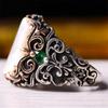 Joyería transfronteriza europea y americana patrón vintage anillo de circonita plana negra joyería al por mayor anillo índice de moda para hombre