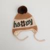 Campus feliz oso feliz otoño e invierno gorro de punto para niños forro de algodón lindo protección para las orejas gorro de lana niños