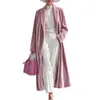 Gabardina larga vintage de terciopelo transfronteriza europea y americana para mujer, con cuello de solapa, corte holgado, caída fluida, hasta la rodilla, larga de moda