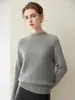 Suéter de moda jacquard de cuello medio 100% cachemira para mujer, otoño e invierno, grueso, holgado, versátil, camisa base de punto