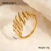 Anillo Cruzado de Acero de Titanio Diseño Hoja Mimbre Apertura Anillo de Acero Inoxidable Línea de Moda Chapado en Oro de 18K