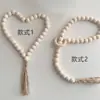 Color Madera Natural Cuerda de Cáñamo Borla Cadena de Cuentas de Madera Colgante Decoración Hogar Estilo Granja Fiesta de Boda Vacaciones Artesanía Adornos
