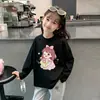 Top Base Camada de Algodão Puro para Bebês Meninas Fofo Outono Tendência Roupa Estilo Primavera e Outono Moda Coreana Estampa de Desenho Animado Meninas Camiseta de Manga Longa