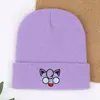 Nuevo Gorro de Punto Cálido Bordado con Diseño de Caricatura de Cara Sonriente para Hombres y Mujeres, Gorro de Lana Jigglypuff de Moda para Otoño e Invierno, Gato de Anime