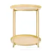 Mesa Redonda de Hierro Forjado de Dos Pisos, Plato para Cena, Mesa, Sala de Estar, Dormitorio, Cafetería, Mesa Auxiliar para Sofá, Mesa de Café, Florero