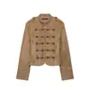 Comércio exterior transfronteiriço estilo europeu e americano vestuário feminino ZA AliExpress item mais vendido jaqueta da moda e elegante curta de gola redonda manga longa com decoração de botões