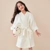 Roupão Infantil Waffle de Algodão Puro Camisola Hotel de Camada Dupla para Meninos e Meninas Para Todo o Ano Absorvente Quimono Roupa de Casa