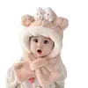 Chapéu de Inverno Desenho Animado Infantil Estilo Coreano Fofo Chapéu com Proteção para Orelhas de Bebê para Meninos e Meninas Cachecol Chapéu Tudo-em-Um para Crianças Pequenas e Médias