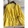 2026 Cardigan Delgado Estilizado de Lino con Cintura Ajustada, Corte Delgado, Manga Larga, Protección Solar, Camiseta para Mujer, Venta al por Mayor H15Gt711