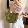 Bolso de Cesta Tejida Hueca Casual de Verano Estilo Coreano Ins para Viajes Diarios y Uso al Hombro