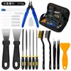Kit de Herramientas para Modelo de Impresión 3D Versión Bolsa de Tela Negra con Pinzas para Retirar Soportes, Pinzas de Precisión, Lima de Pulido y Recorte, y Juego de Raspadores