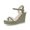 Sandalias de Tacón Super Alto con Tacón de Almohada Blanco para Mujer, Tacón de Cuña, Nuevo Modelo Verano 2026, Punta Abierta, Plataforma Impermeable, Correa Única con Hebilla, Efecto Adelgazante, Estilo Ins