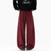 Pantalones deportivos anchos de peso pesado con múltiples bolsillos de estilo americano moderno con costuras diagonales, pantalones largos casuales rectos holgados para hombre para otoño