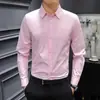 Camisas de Boda para Hombre, Negras y Grises, Ropa Formal de Negocios de Alta Gama Ajustada, Tops de Manga Corta Resistentes a las Arrugas, Camisas de Manga Larga