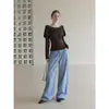Suéter Tejido de un Hombro con Calados y Volantes Estilo Francés para Mujer, Nuevo Otoño 2026, Ajustado Versátil de Moda
