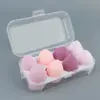Set de Esponjas de Maquillaje con Forma de Huevo de Cuatro Compartimentos, 4 Piezas, Esponja que No Absorbe Polvo, Esponja de Forma de Gota de Agua de Doble Uso Húmeda y Seca, Herramienta de Maquillaje