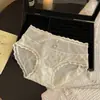 Ins Puffs BOB# Panties de Encaje Japonés para Niñas Onda Sexy Transpirables Algodón Entrepierna Calzones de Cintura Media para Mujer