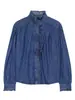 Comércio Exterior Transfronteiriço Roupas Femininas, Estilo Europeu e Americano, Design Moderno e Elegante, Blusa Camisa Jeans Lavado com Babados 1359221