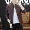 Chaqueta de cuero para hombre, abrigo de otoño, nuevo estilo 2024, chaqueta de cuero con cuello de solapa, chaqueta de cuero PU ajustada estilo biker, abrigo casual para hombre
