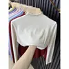 Suéter de punto de color liso suave y sencillo con cuello medio alto para mujer, Novedades de otoño, Top básico casual cálido de corte ajustado como capa base