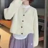 Elegante Cardigã Feminino de Botão Único, Novo Estilo Outono e Inverno, Estilo Hong Kong, Suéter Cardigã de Tricô Macio e Relaxado, Peça de Roupa Externa Feminina