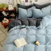 Conjunto de Quatro Peças em Lã de Leite de Peso Elevado Estilo Ins Conjunto Patchwork Bicolor Conjunto Quente Espesso de Outono e Inverno