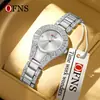Reloj para Mujer Oufani Incrustado de Diamantes, Elegante, Retro, Personalizado, Reloj de Cuarzo con Patrón de Sol, Sencillo, Resistente al Agua, Reloj de Lujo Ligero