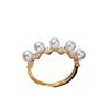 Accesorios DIY Anillo de Perla Elegante de Plata de Ley S925 Soporte Vacío Fila de Múltiples Perlas Soporte para Anillo de Diamante Producto Semi-Terminado 3-4mm