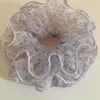 Goma para el pelo de organza floral color lila dulce para mujer, estilo pastoral, suave y elegante, versátil para el uso diario