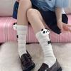Calcetines de Media Pantorrilla de Panda de Dibujos Animados para Mujer para Primavera y Verano, Absorbentes de Sudor, Transpirables, Versátiles Calcetines Slouch Estilo Jk con Lazo, Calcetines Estilo Japonés