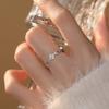 Anillo de Cadena de Trébol de Cuatro Hojas con Circonita Simple Mori Flor de Cuatro Pétalos de la Suerte Anillo de Dedo con Articulación de Diamante Regalo de Cumpleaños