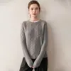 Suéter de Cashmere para Mulheres, Gola Redonda, Confortável e Quente, Novo Estilo Outono e Inverno, Jacquard Pesado, Suéter Simples de Lã, Grosso
