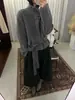 Cárdigan de punto con cuello mao estilo coreano, cinturón de corbata, nueva chaqueta suéter elegante transfronteriza otoño e invierno 2026 para mujer